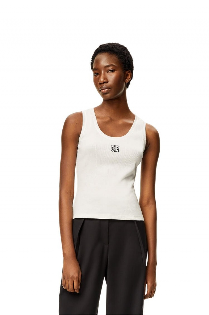 Tops Loewe Anagram tank top in cotton Mujer Blancas | 917WIBGMH