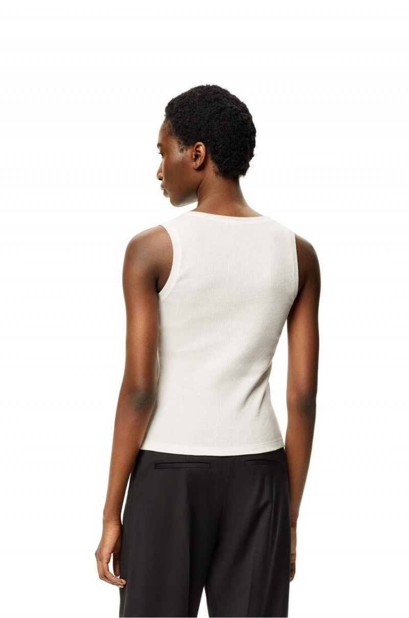 Tops Loewe Anagram tank top in cotton Mujer Blancas | 917WIBGMH