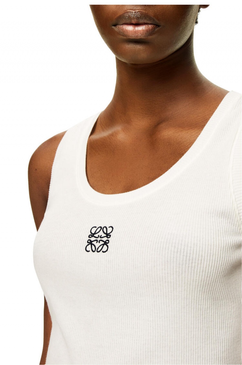 Tops Loewe Anagram tank top in cotton Mujer Blancas | 917WIBGMH