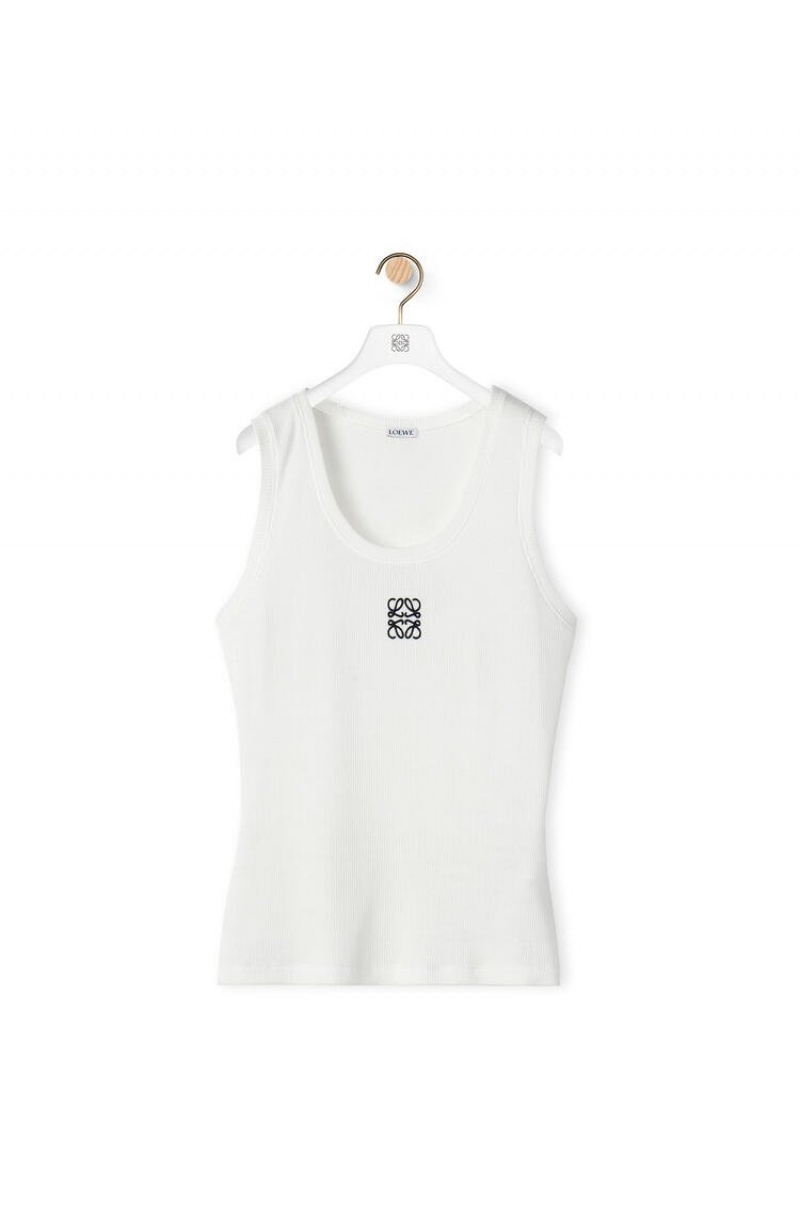 Tops Loewe Anagram tank top in cotton Mujer Blancas | 917WIBGMH