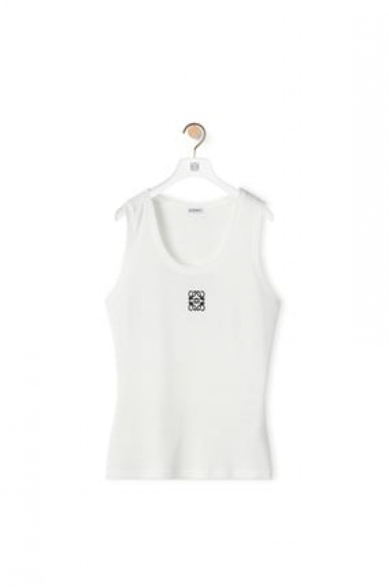 Tops Loewe Anagram tank top in cotton Mujer Blancas | 917WIBGMH