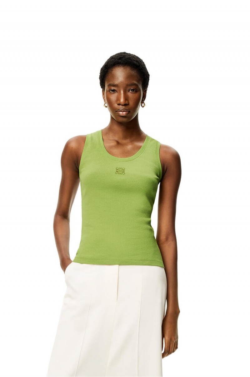 Tops Loewe Anagram tank top in cotton Mujer Verde | 963MPNBFV