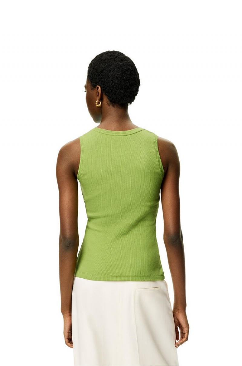 Tops Loewe Anagram tank top in cotton Mujer Verde | 963MPNBFV