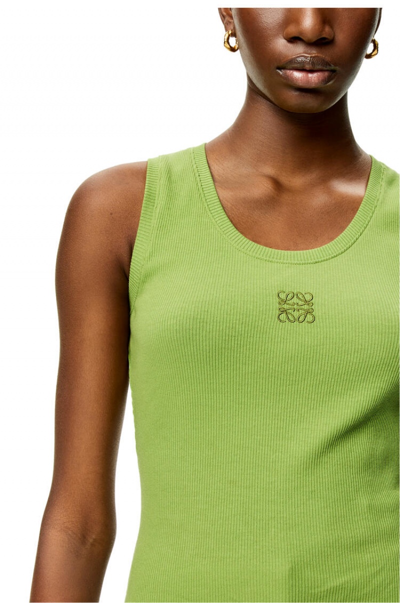 Tops Loewe Anagram tank top in cotton Mujer Verde | 963MPNBFV