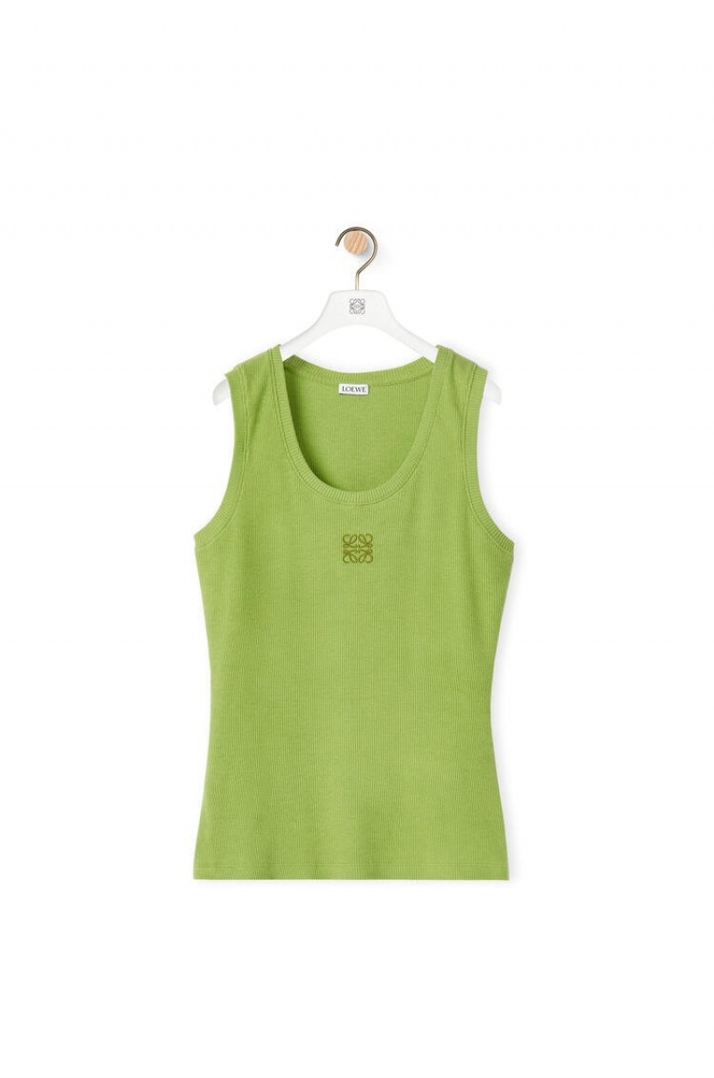 Tops Loewe Anagram tank top in cotton Mujer Verde | 963MPNBFV