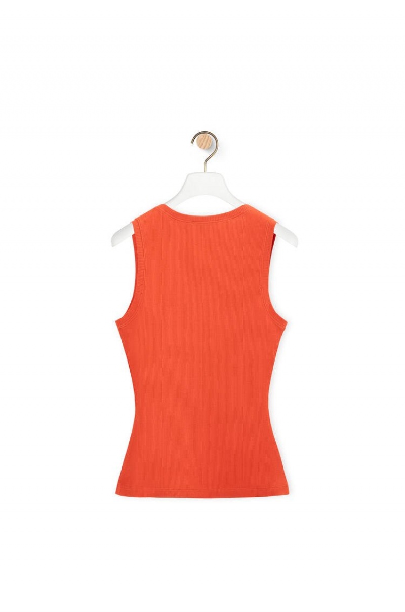 Tops Loewe Anagram tank top in cotton Mujer Naranjas | 063WUVNRC