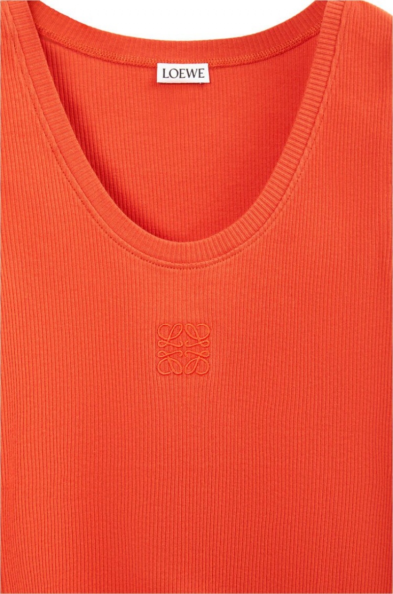 Tops Loewe Anagram tank top in cotton Mujer Naranjas | 063WUVNRC