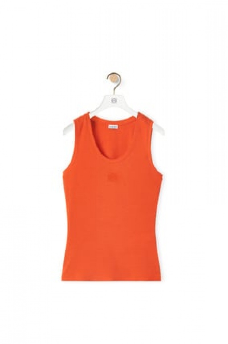 Tops Loewe Anagram tank top in cotton Mujer Naranjas | 063WUVNRC