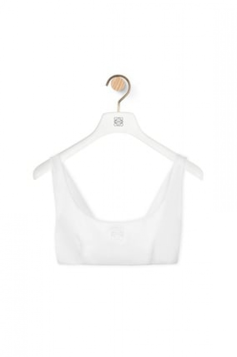 Tops Loewe Bra top in cotton Mujer Blancas | 730MJKREI