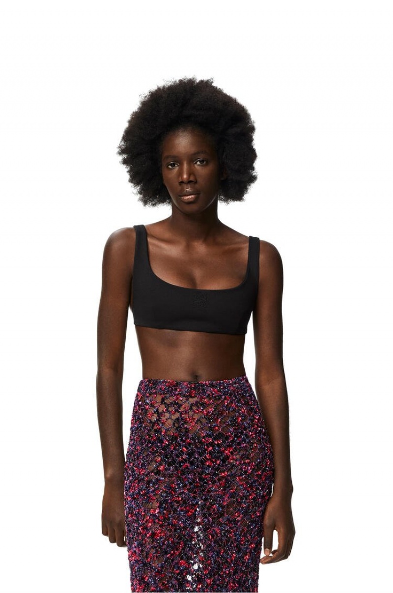 Tops Loewe Bra top in cotton Mujer Negras | 298IQKYWC