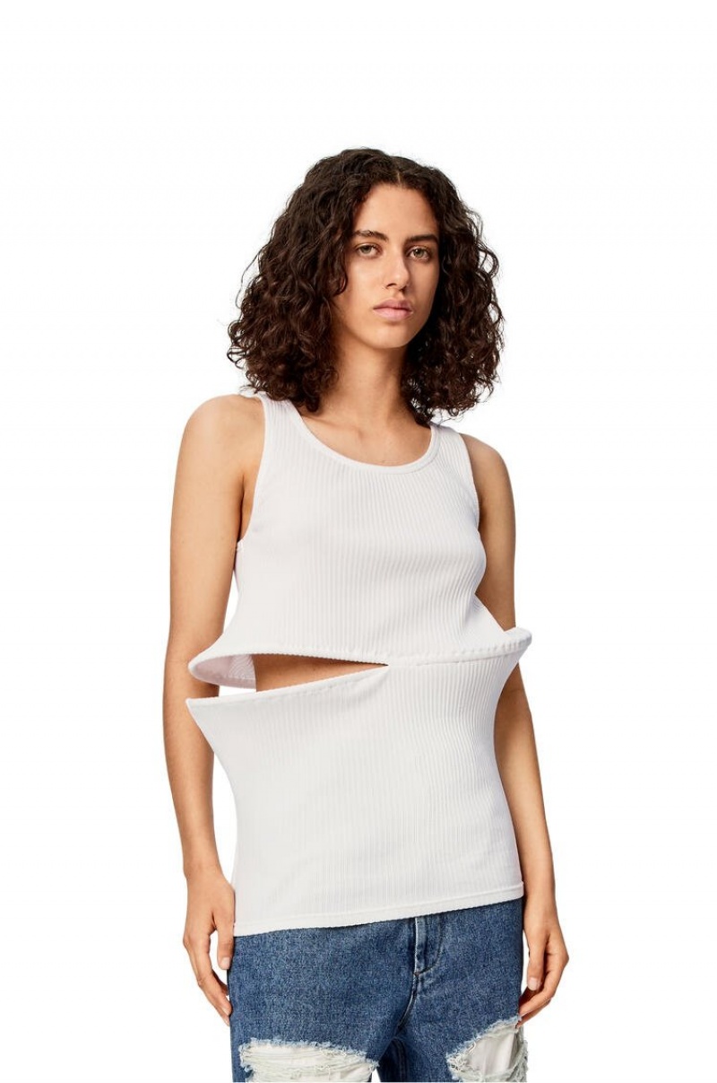 Tops Loewe Cut-out top in cotton Mujer Blancas | 031SKOQAT