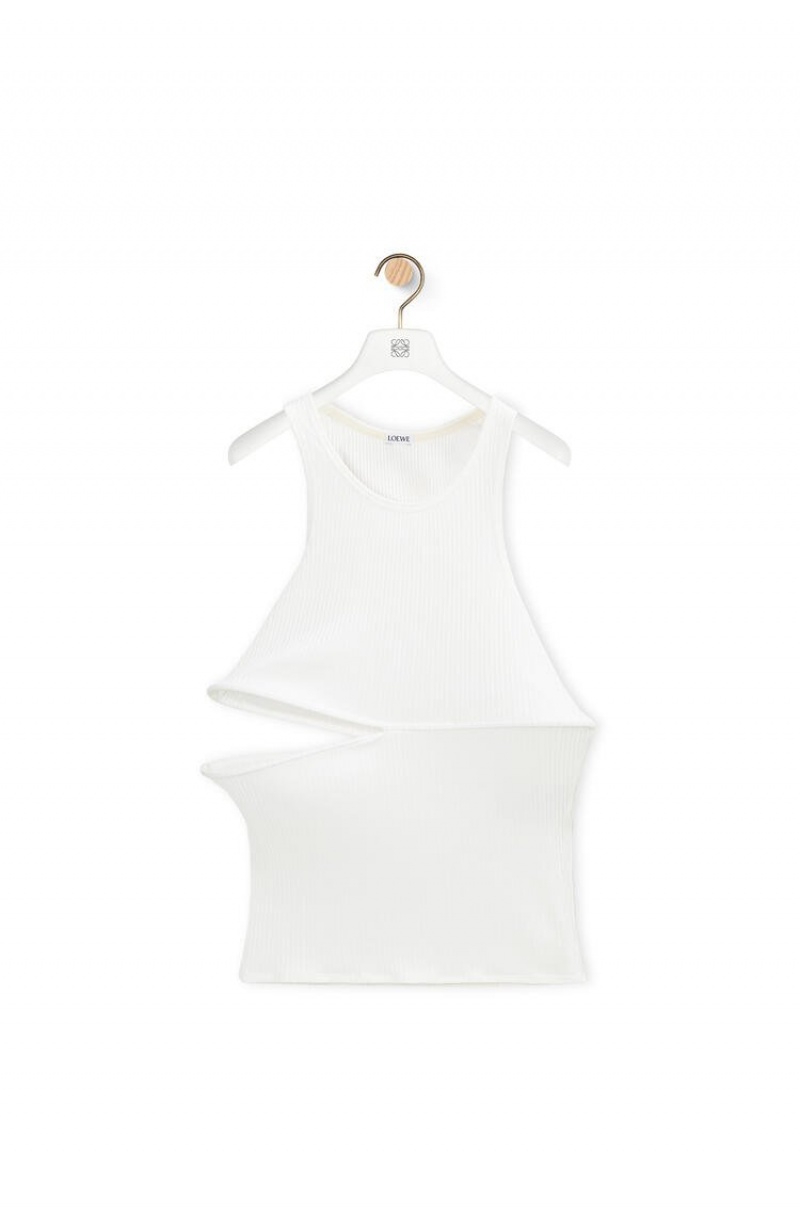 Tops Loewe Cut-out top in cotton Mujer Blancas | 031SKOQAT