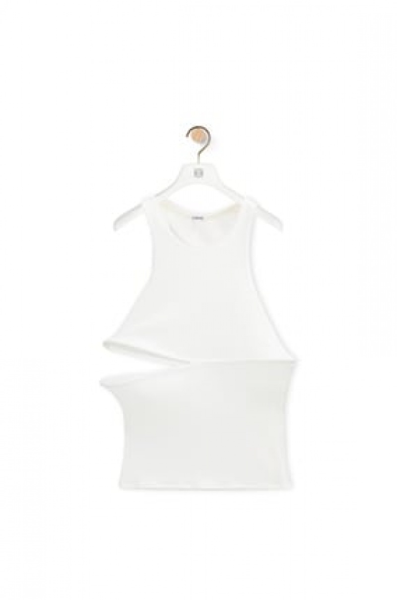 Tops Loewe Cut-out top in cotton Mujer Blancas | 031SKOQAT