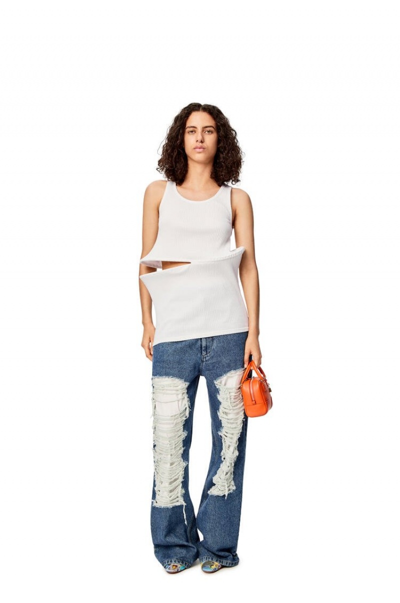 Tops Loewe Cut-out top in cotton Mujer Blancas | 031SKOQAT