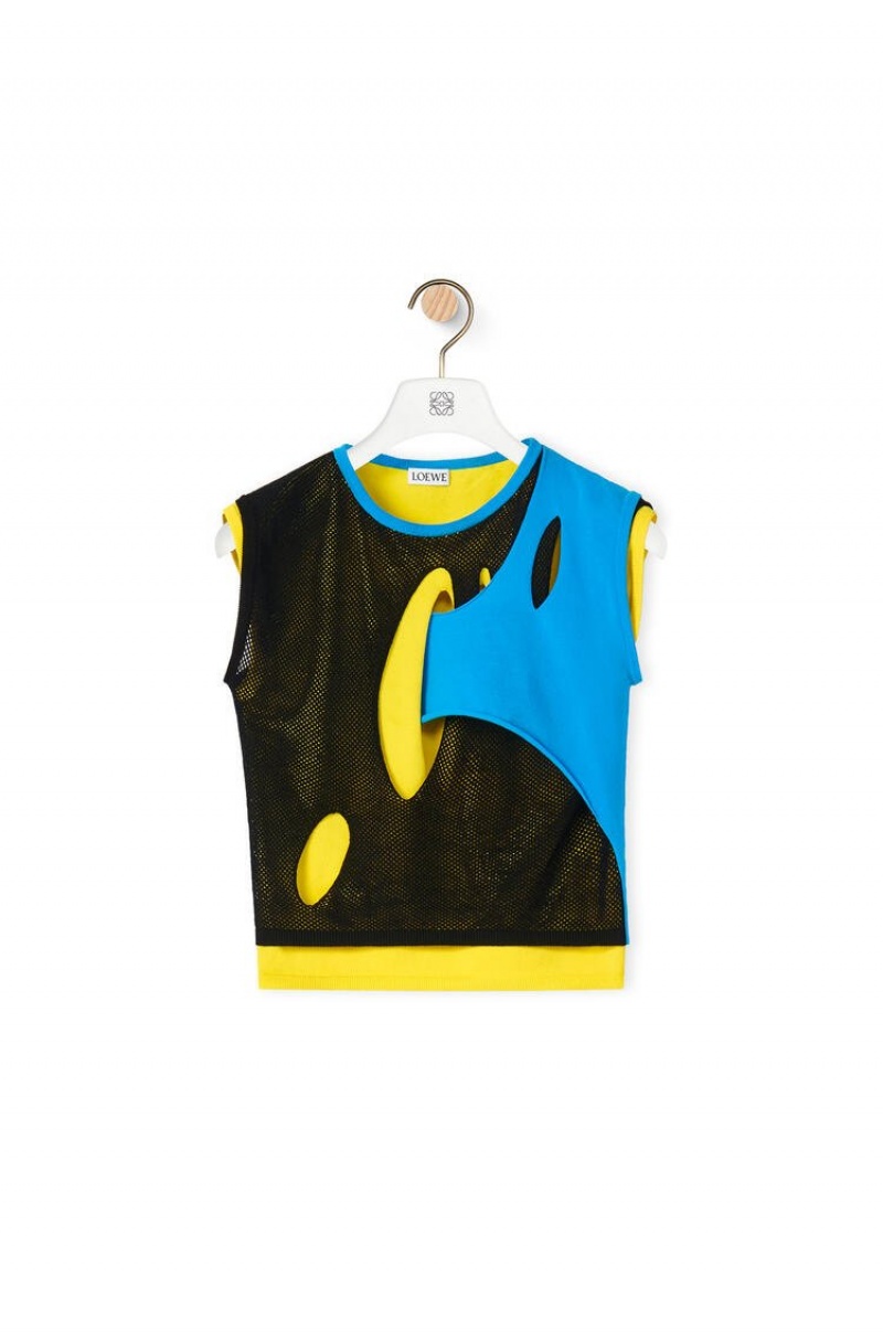 Tops Loewe Cut-out top in viscose Mujer Negras Azules Amarillo | 395NXOMWP