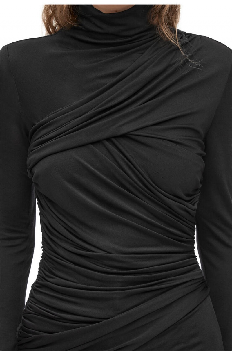 Tops Loewe Draped top in silk Mujer Negras | 712HXFGVO