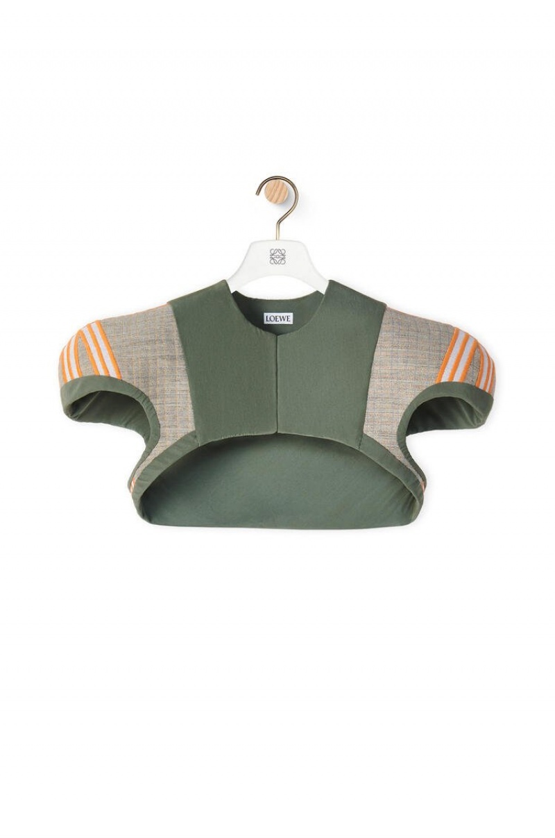 Tops Loewe Epaulette top in cotton, wool and silk Mujer Kaki Verde | 246XFVMPT