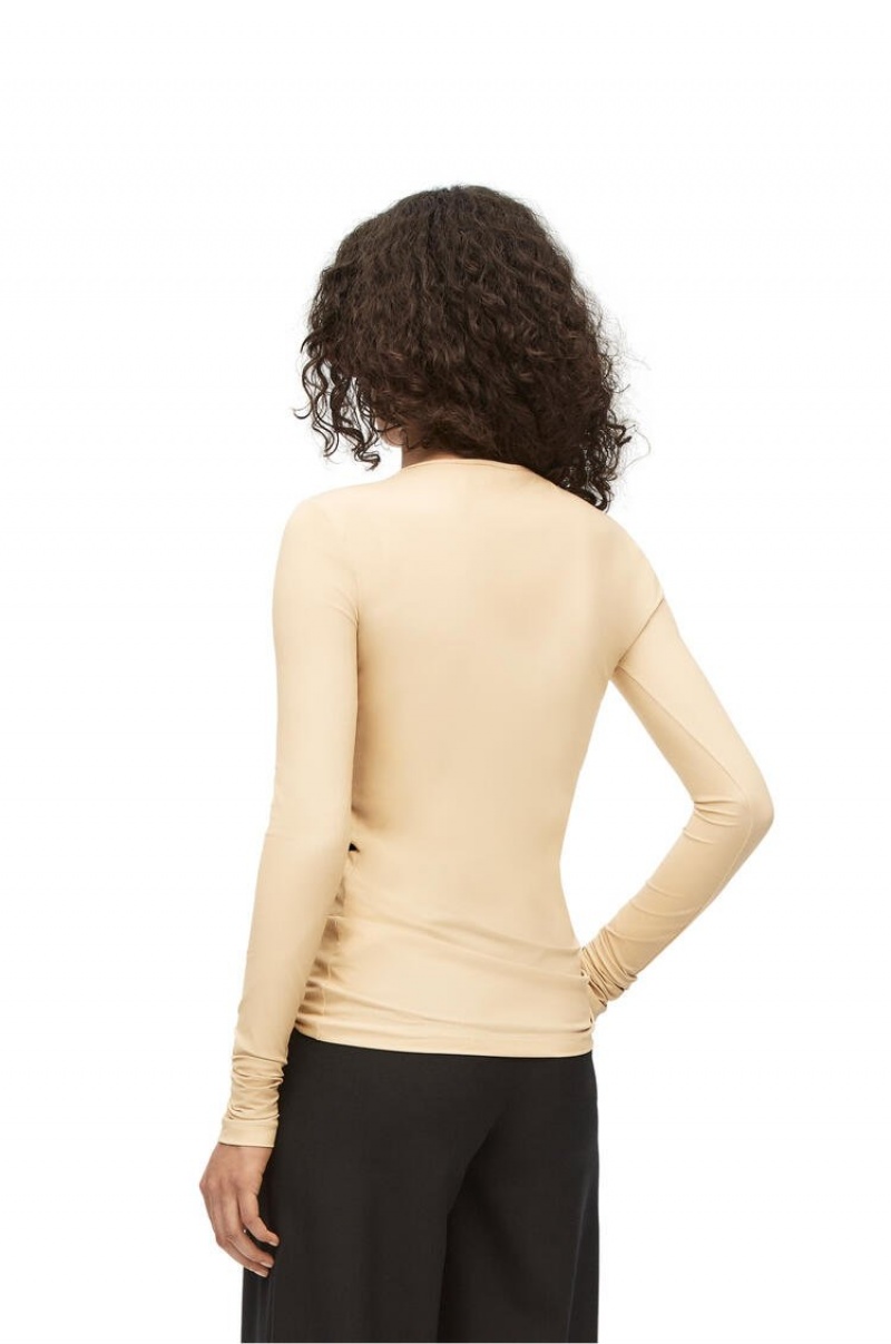 Tops Loewe Glove print top in technical jersey Mujer Beige Negras | 804BJWSEF