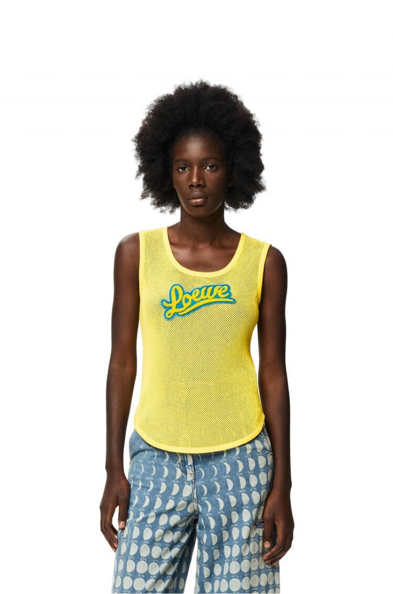 Tops Loewe Mesh tank top in cotton Mujer Amarillo | 359IUWZGR