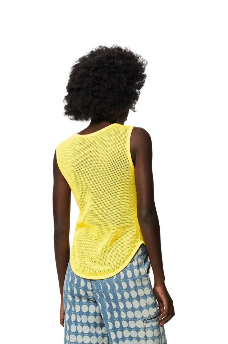 Tops Loewe Mesh tank top in cotton Mujer Amarillo | 359IUWZGR