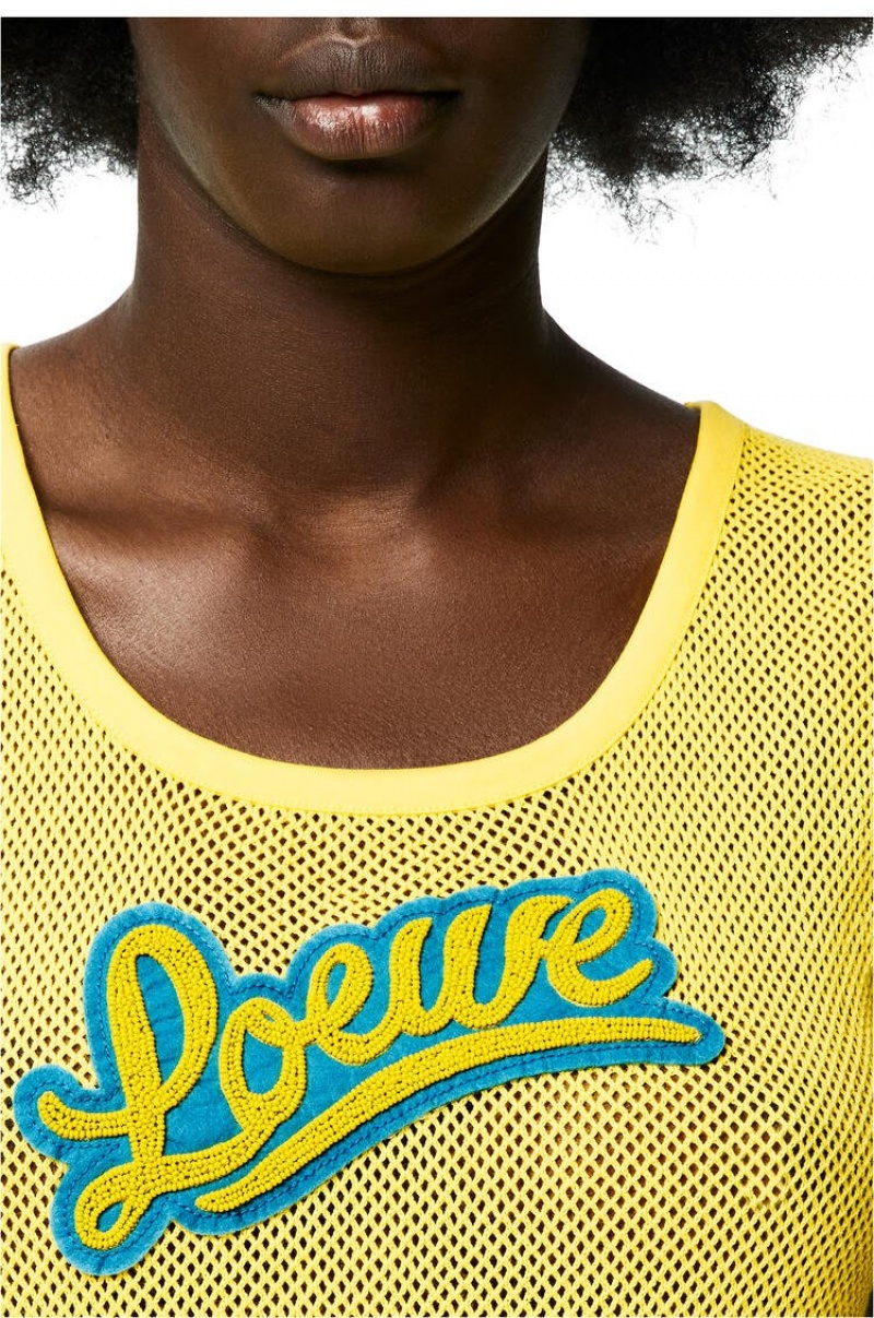 Tops Loewe Mesh tank top in cotton Mujer Amarillo | 359IUWZGR