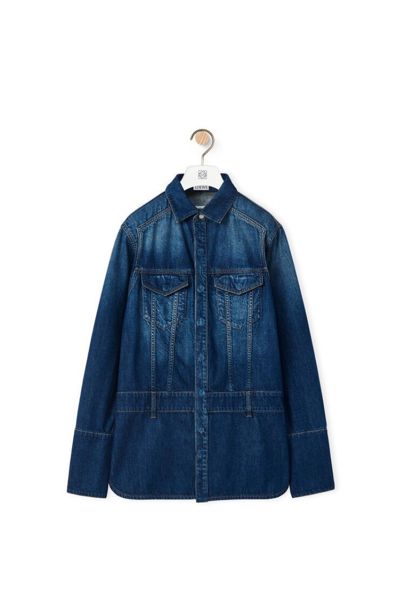 Tops Loewe Overshirt in den Mujer Washed Denim | 504PVKYEJ