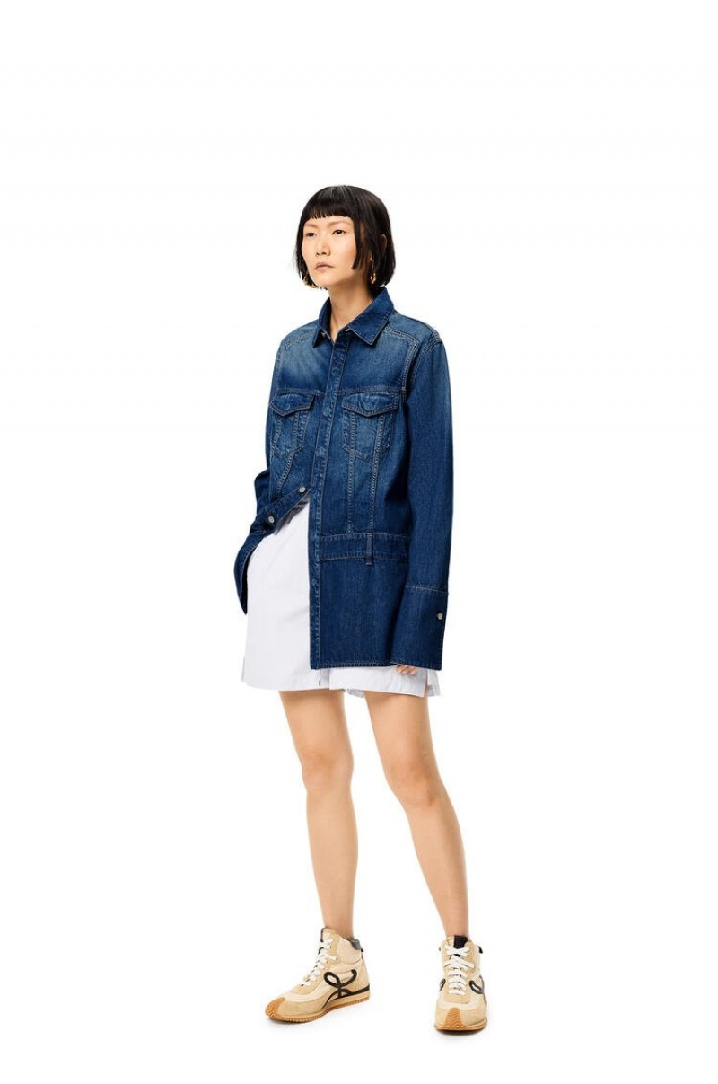 Tops Loewe Overshirt in den Mujer Washed Denim | 504PVKYEJ