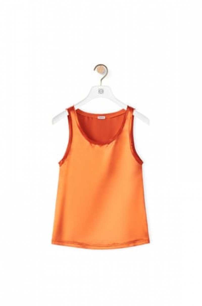 Tops Loewe Tank top in satin Mujer Naranjas | 423JZIREK