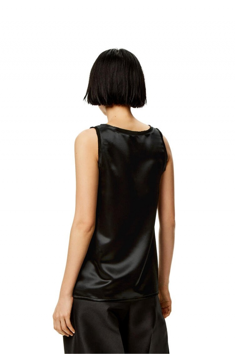 Tops Loewe Tank top in satin Mujer Negras | 318BJANUL