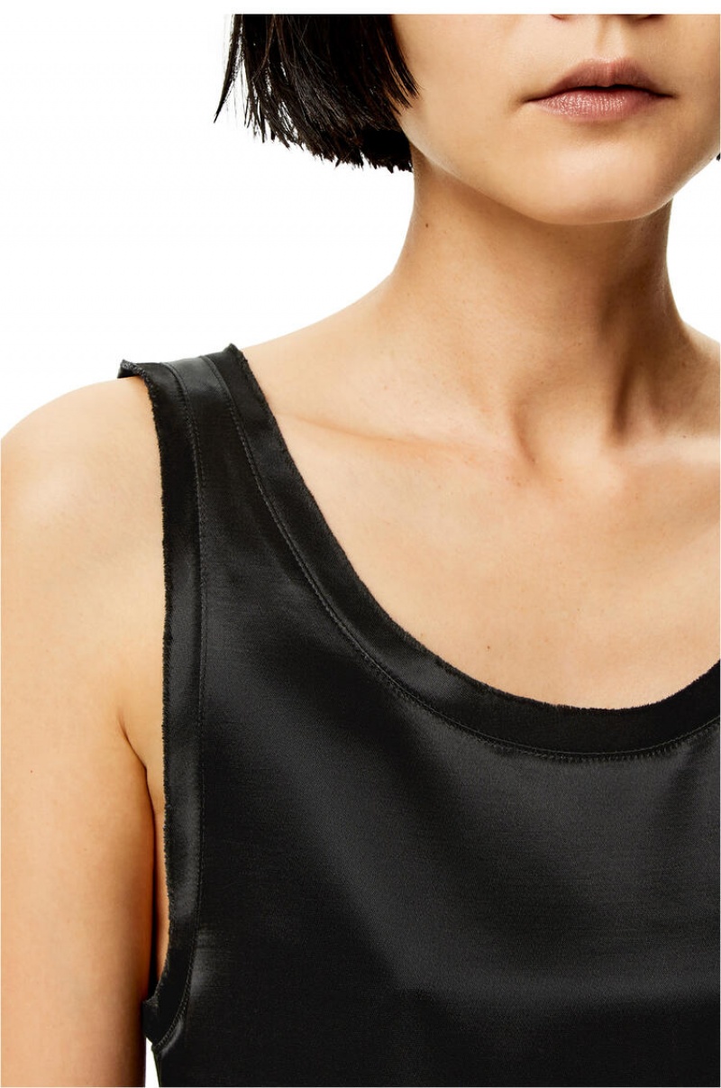 Tops Loewe Tank top in satin Mujer Negras | 318BJANUL