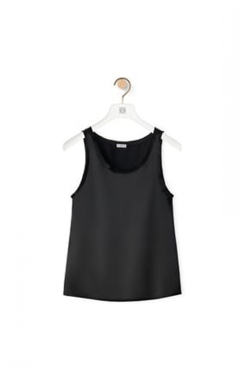 Tops Loewe Tank top in satin Mujer Negras | 318BJANUL