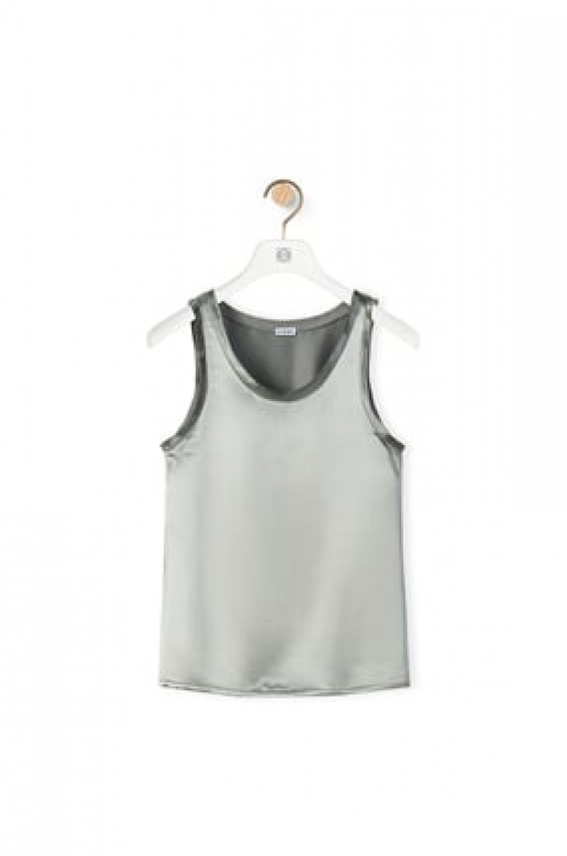 Tops Loewe Tank top in satin Mujer Plateadas | 376QDRGSU