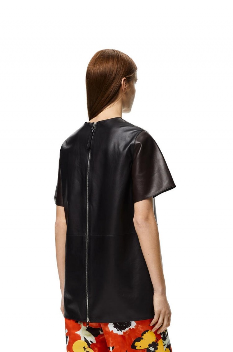 Tops Loewe Top in nappa Mujer Negras Marrones | 598WTEYGL