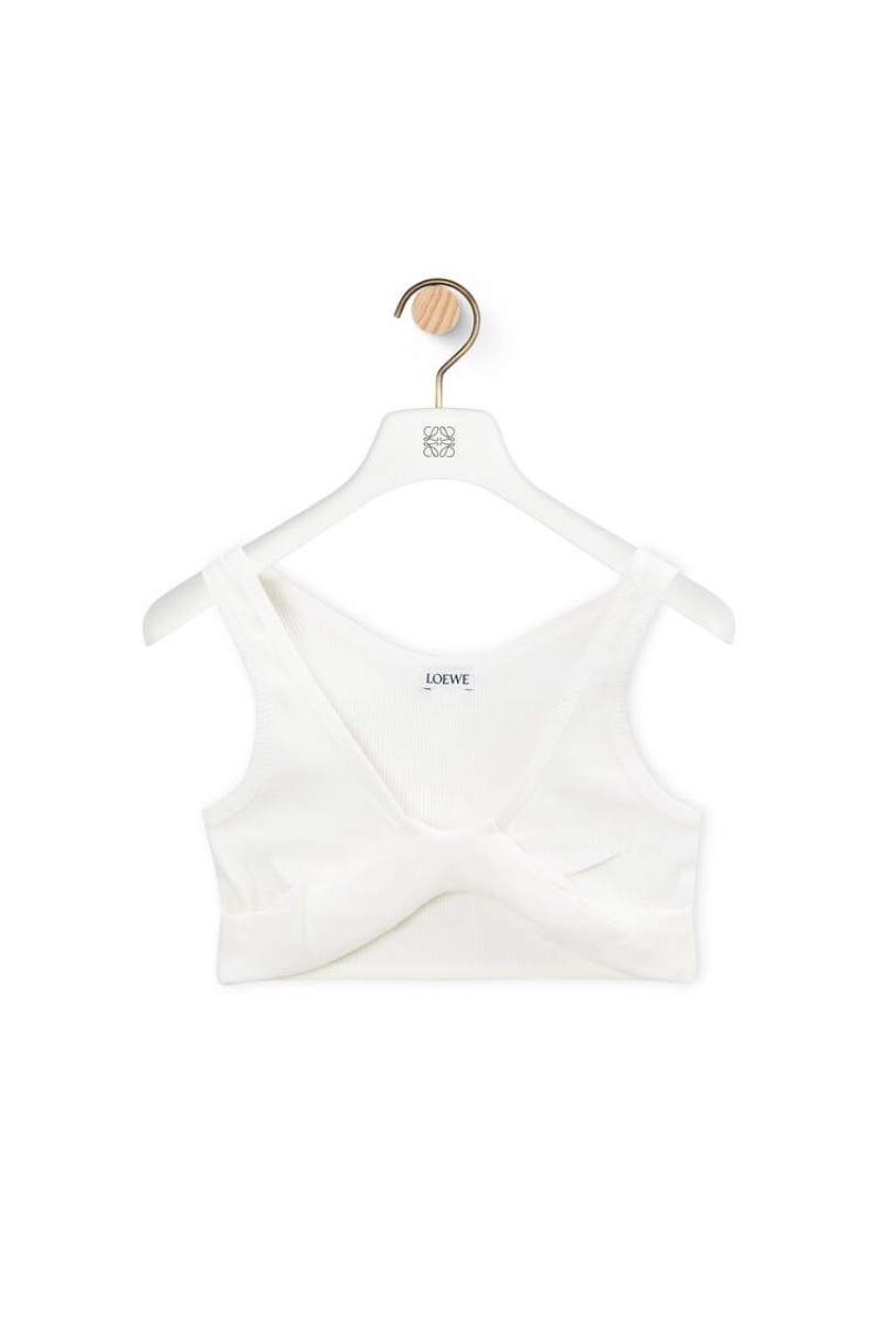 Tops Loewe Twisted bra top in cotton Mujer Blancas | 684NWVMLD