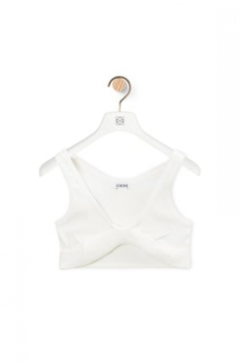 Tops Loewe Twisted bra top in cotton Mujer Blancas | 684NWVMLD