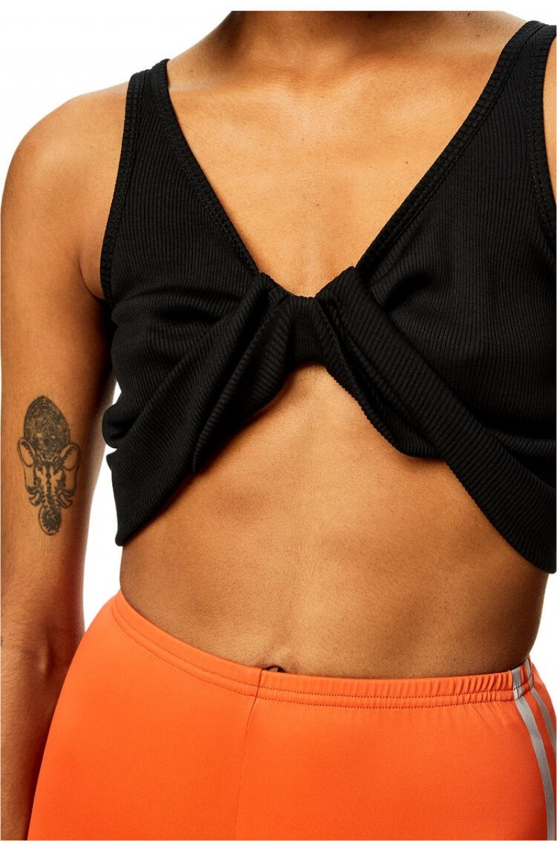 Tops Loewe Twisted bra top in cotton Mujer Negras | 057REIKMD