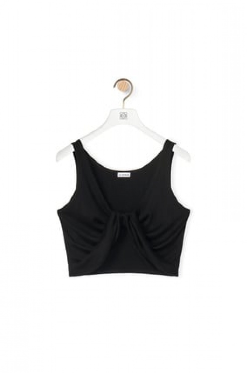 Tops Loewe Twisted bra top in cotton Mujer Negras | 057REIKMD