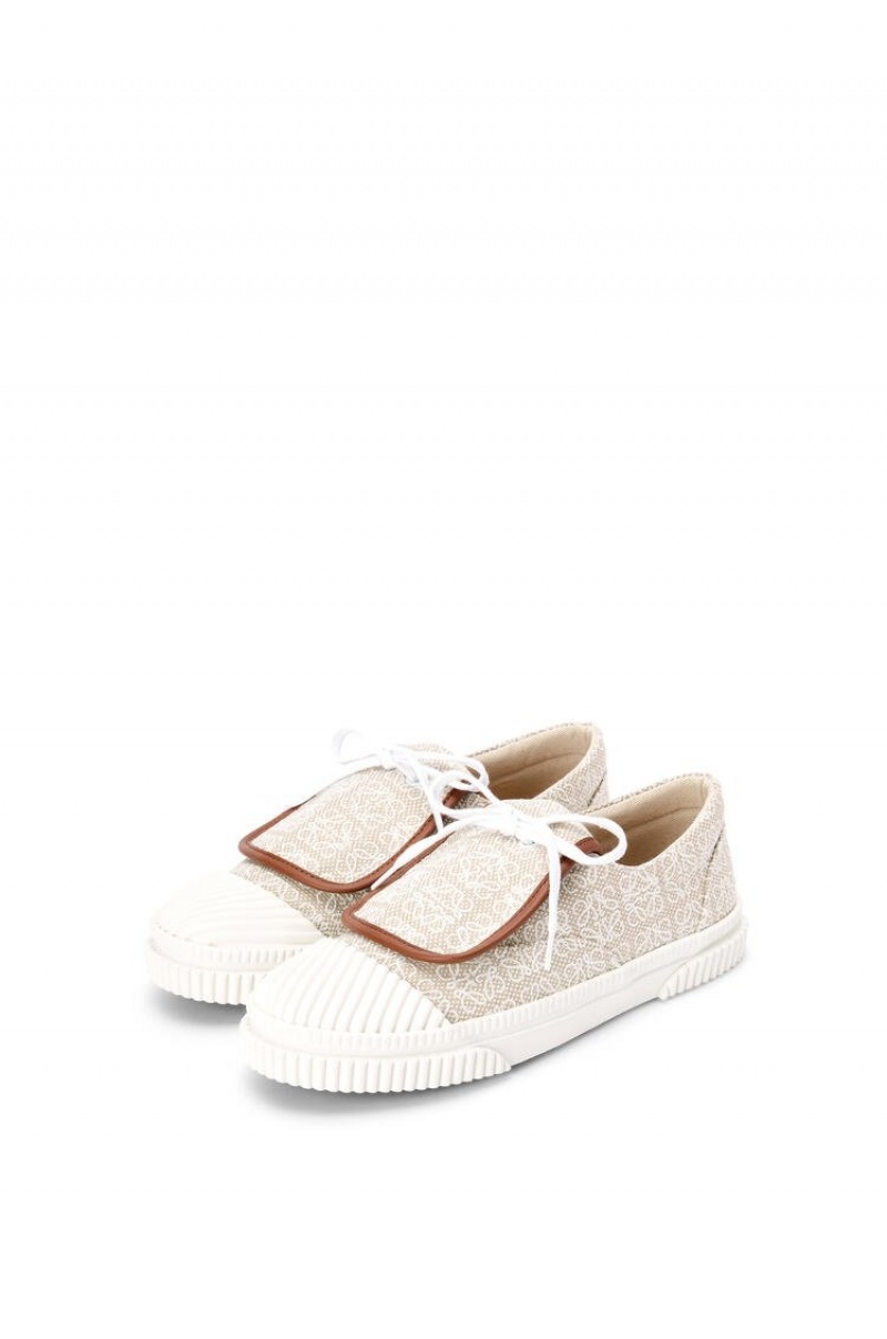 Zapatillas Loewe Anagram flap sneaker in canvas Mujer Blancas | 104SOTWGD