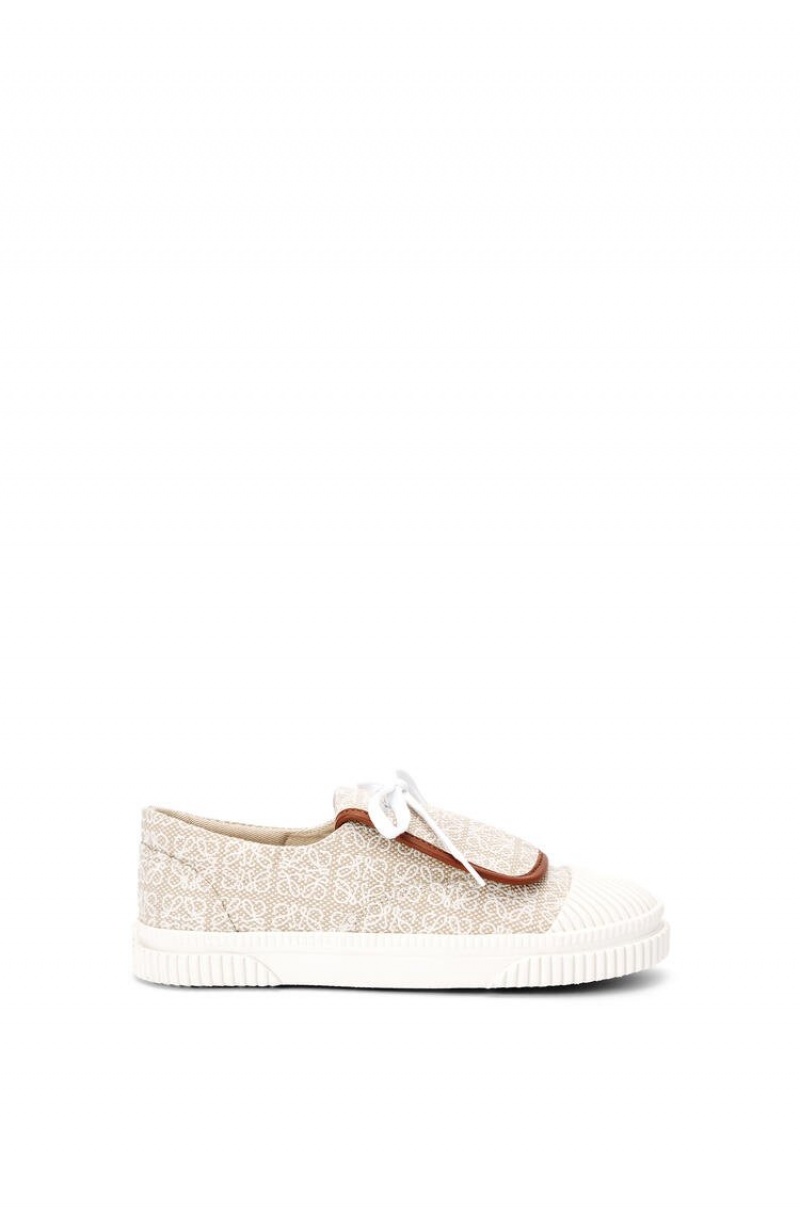 Zapatillas Loewe Anagram flap sneaker in canvas Mujer Blancas | 104SOTWGD