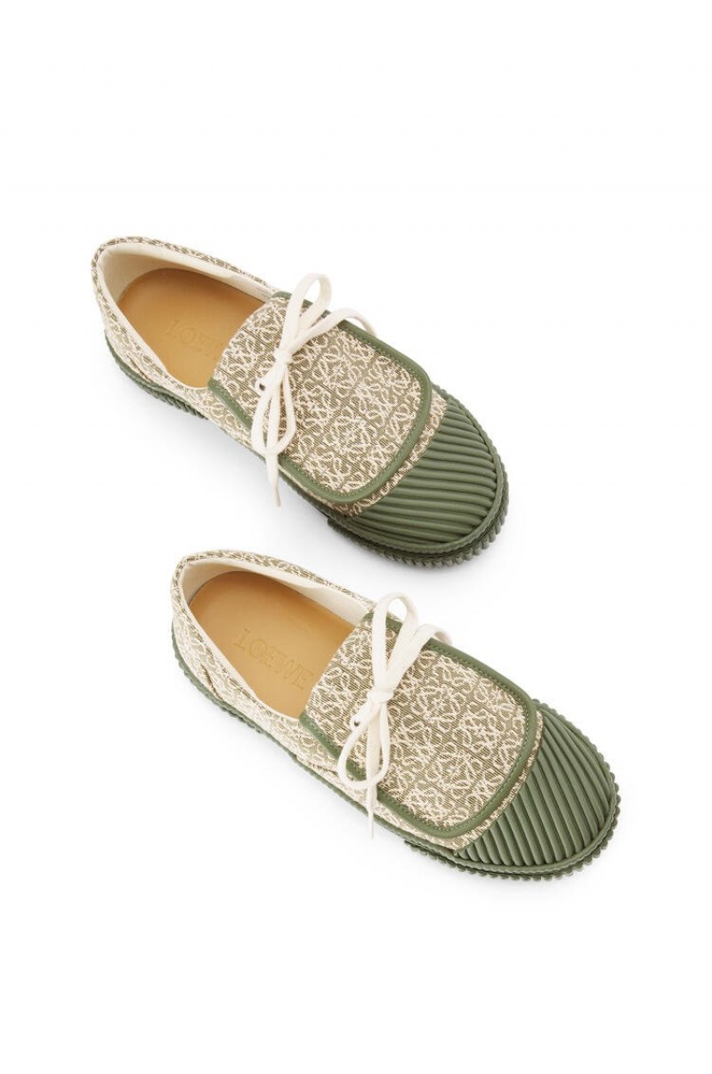 Zapatillas Loewe Anagram flap sneaker in jacquard and calfskin Mujer Verde Verde | 049ELJGNO