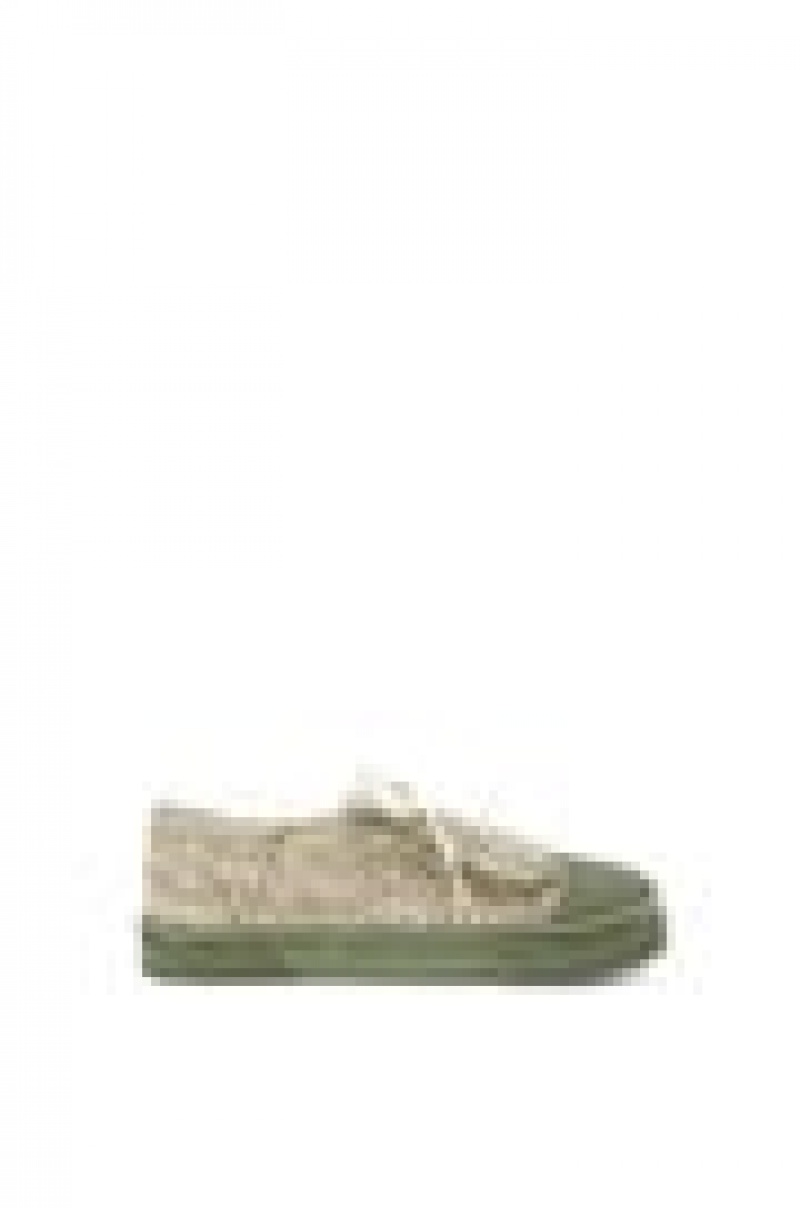 Zapatillas Loewe Anagram flap sneaker in jacquard and calfskin Mujer Verde Verde | 049ELJGNO