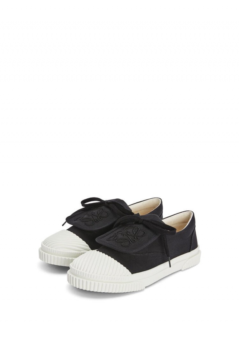 Zapatillas Loewe Anagram flap sneaker in canvas Mujer Negras | 419QYPRBN