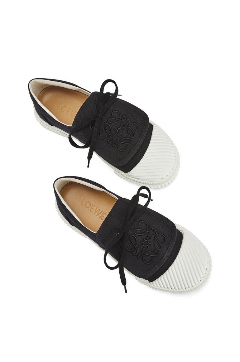 Zapatillas Loewe Anagram flap sneaker in canvas Mujer Negras | 419QYPRBN