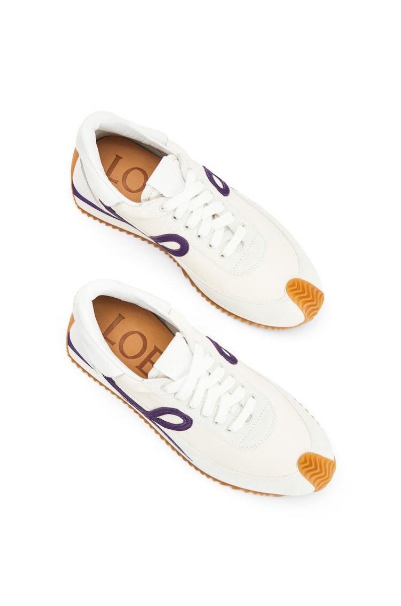 Zapatillas Loewe Flow Runner in lambskin Mujer Blancas Moradas | 759VLDKZC