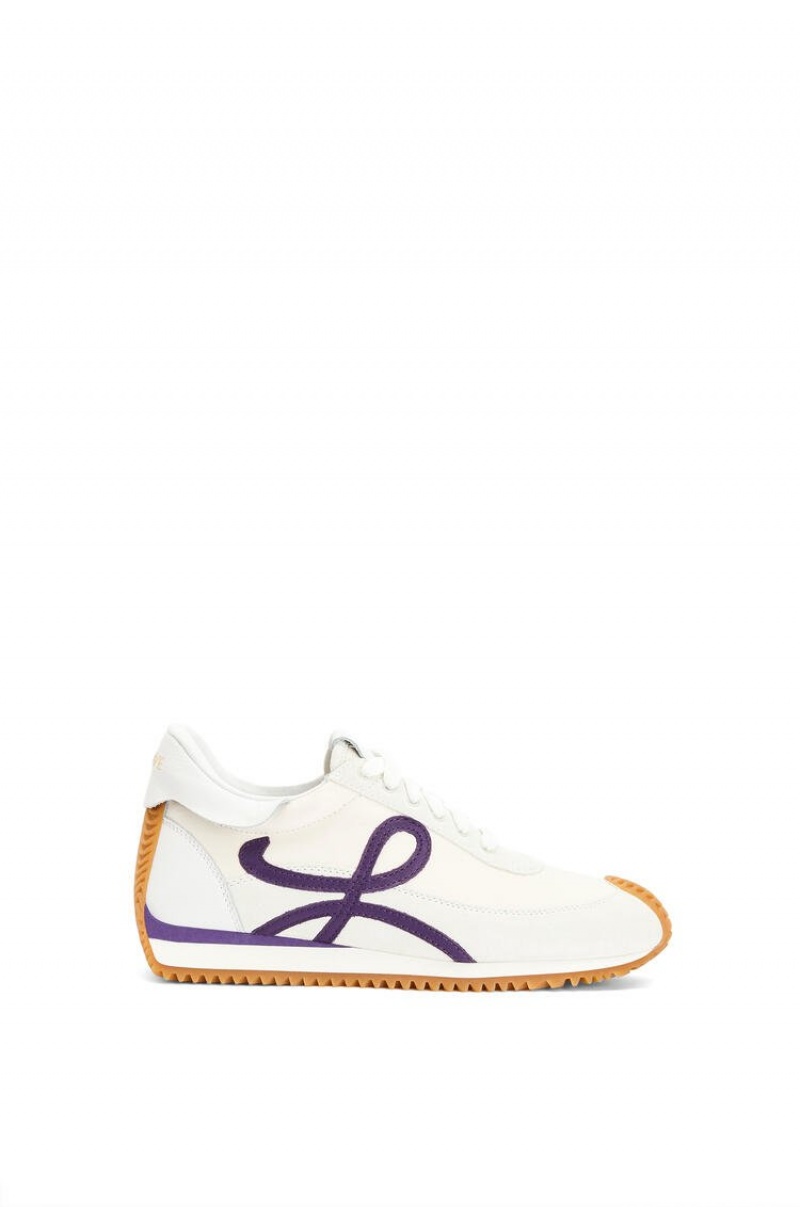 Zapatillas Loewe Flow Runner in lambskin Mujer Blancas Moradas | 759VLDKZC