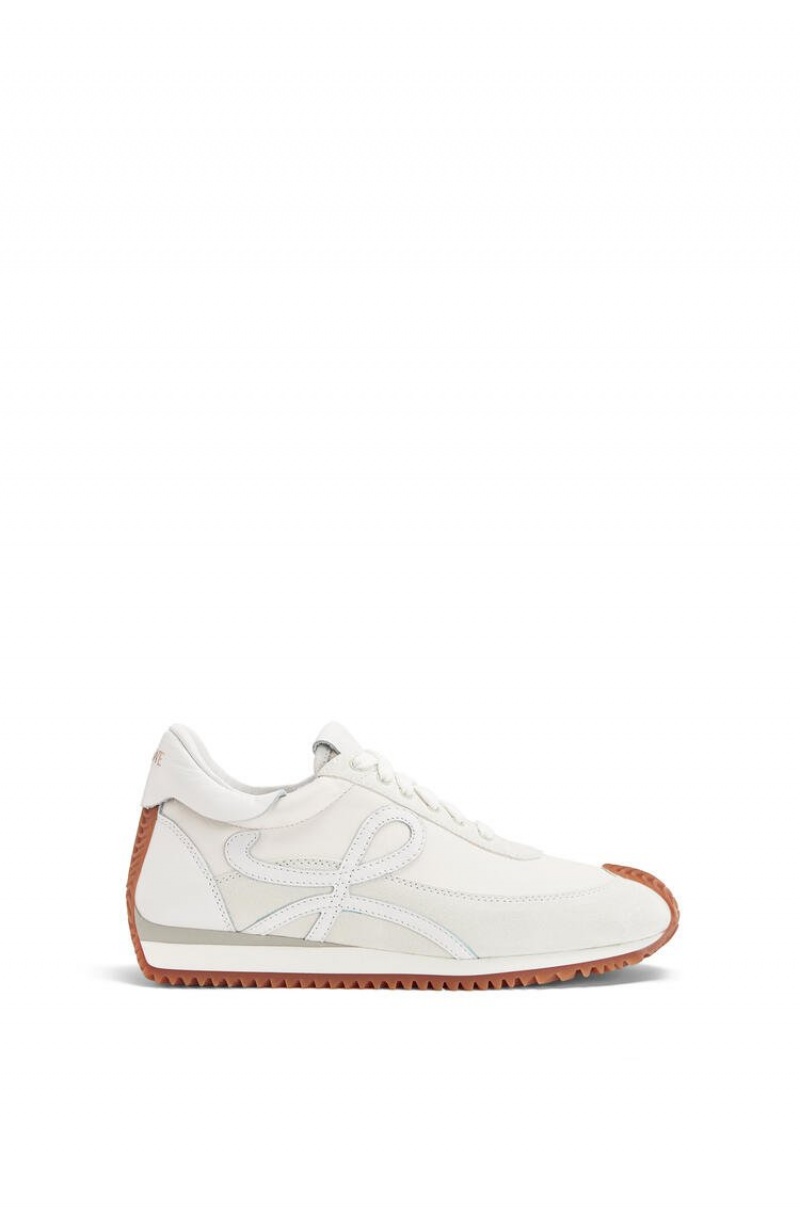 Zapatillas Loewe Flow Runner in lambskin and calfskin Mujer Blancas | 286SWJFBU