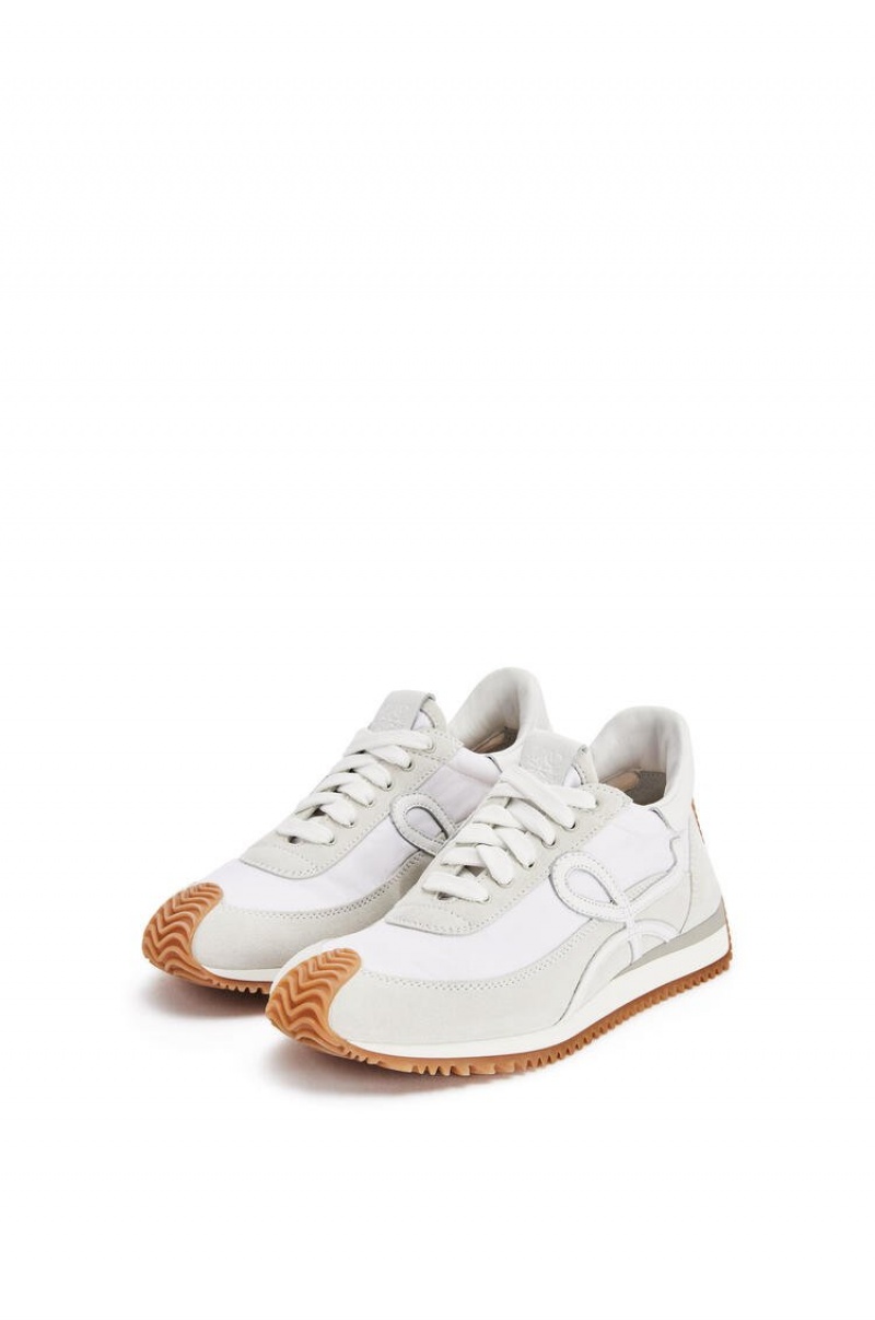 Zapatillas Loewe Flow runner in nylon and suede Hombre Blancas | 039MDROEZ