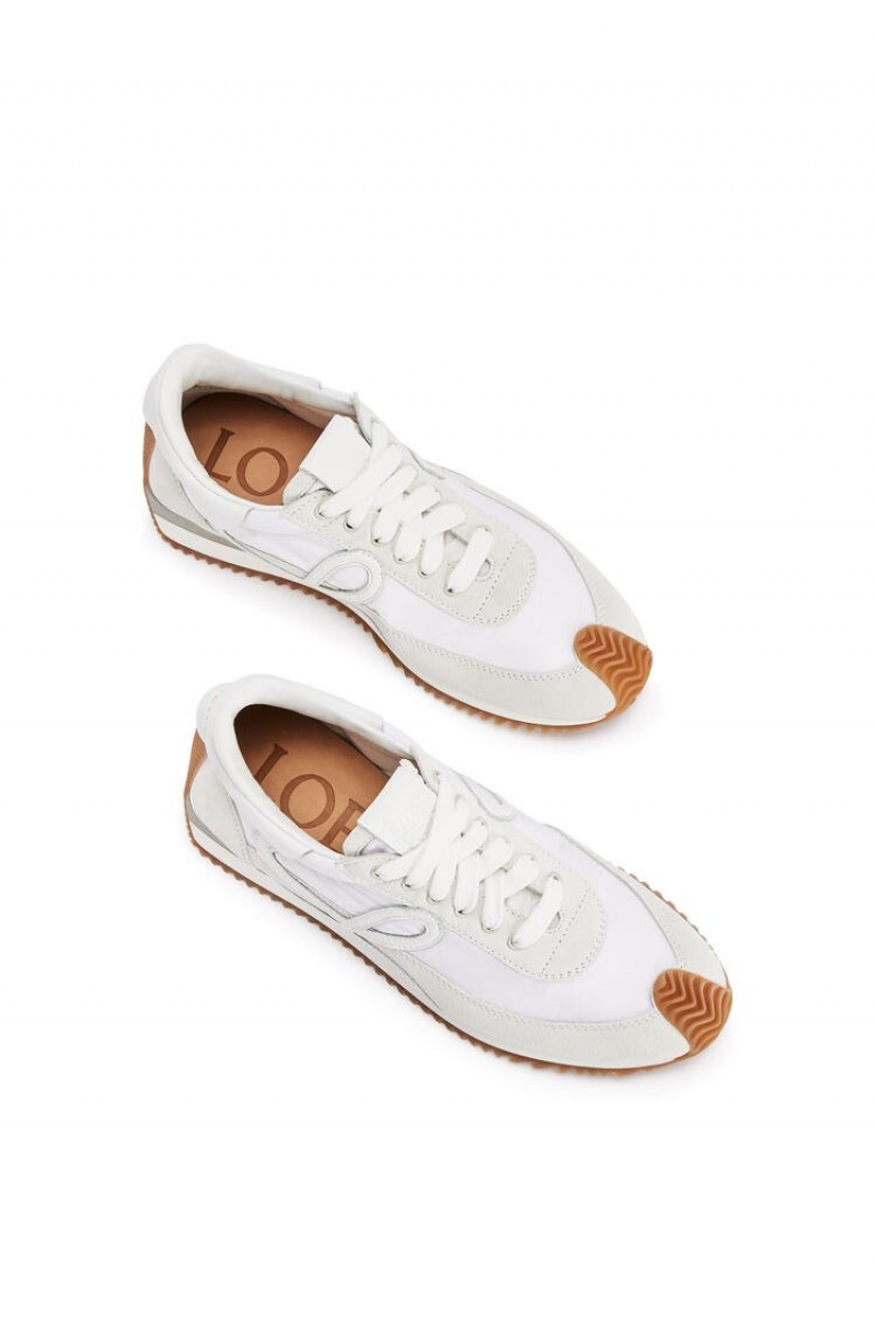 Zapatillas Loewe Flow runner in nylon and suede Hombre Blancas | 039MDROEZ