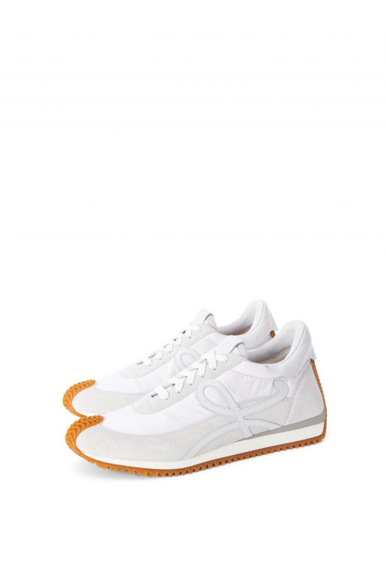 Zapatillas Loewe Flow runner in nylon and suede Hombre Blancas | 039MDROEZ