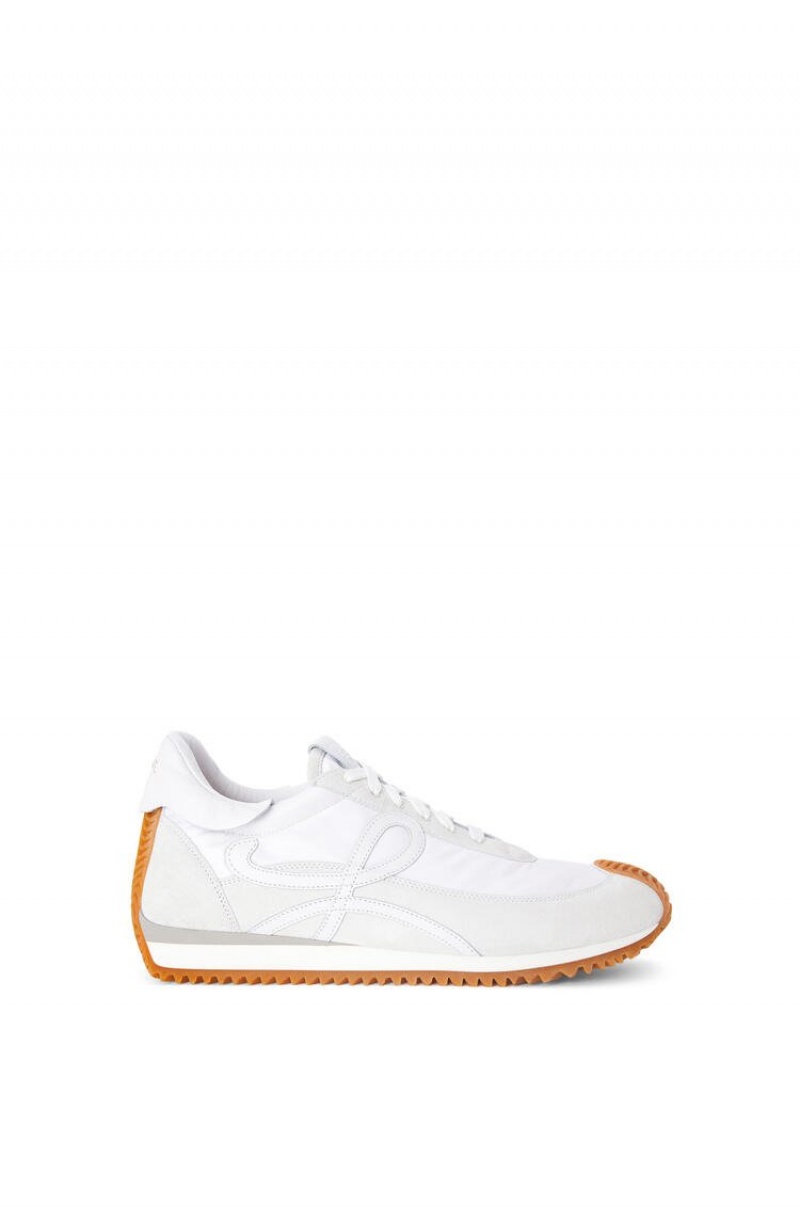 Zapatillas Loewe Flow runner in nylon and suede Hombre Blancas | 039MDROEZ